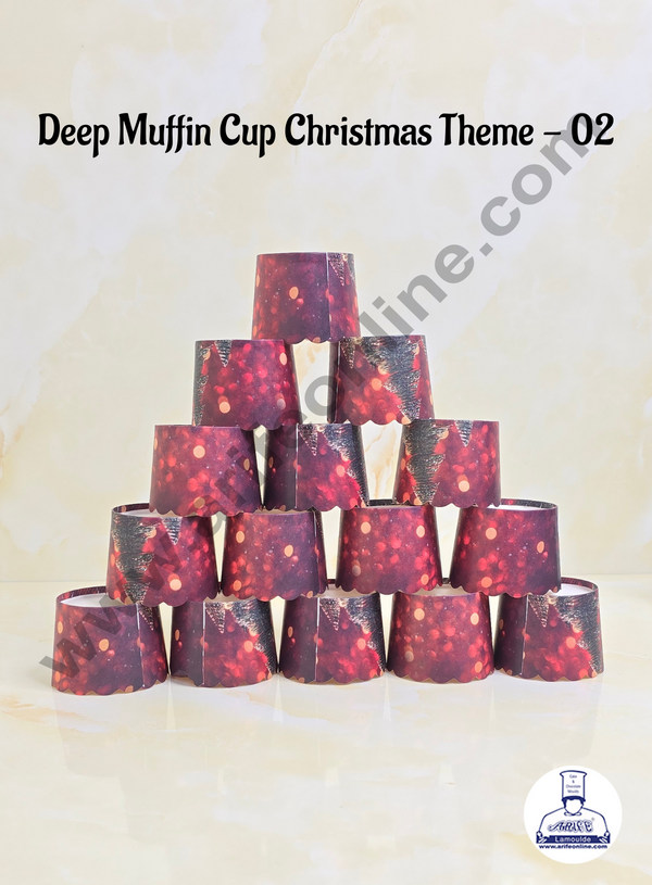 CAKE DECOR™ Deep Muffin Cup Christmas Theme | Muffin Cupcake Liners (50Pcs Pack) Design-02