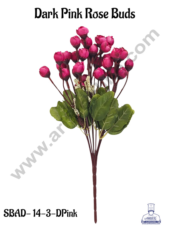 Dark Pink Rose Buds Artificial Flower bunch For Cake Decoration – ( 1 Bunch ) Cake Decor™