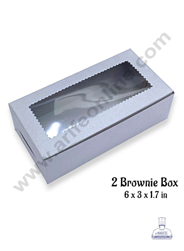 CAKE DECOR™ 2 Cavity Brownie Box with Clear Window, Brownie Carriers - Grey ( 10 Pcs Pack )