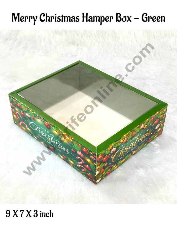 CAKE DECOR™ Merry Christmas Hamper Box - Green (1 Pcs Pack)