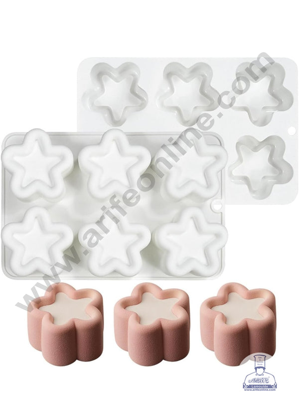 CAKE DECOR™  6-Cavity 3D Flower Star Silicone Chocolate Mold - G436