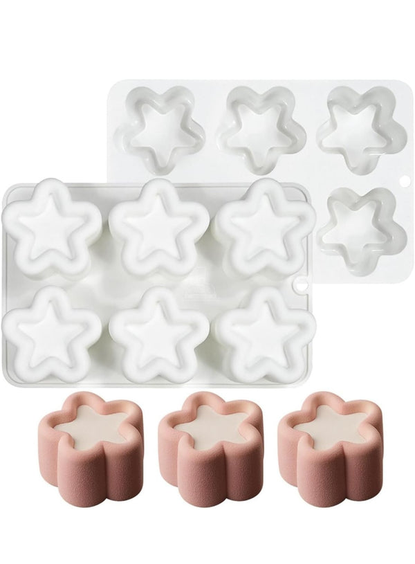 CAKE DECOR™  6-Cavity 3D Flower Star Silicone Chocolate Mold - G436