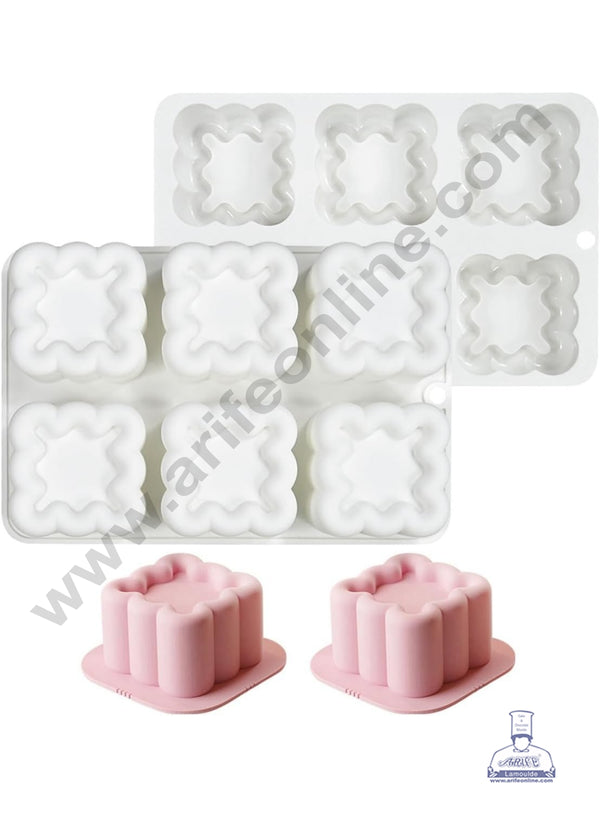 CAKE DECOR™  6-Cavity 3D Cloud/Pillow Puffy Square Silicone Chocolate Mold - G437