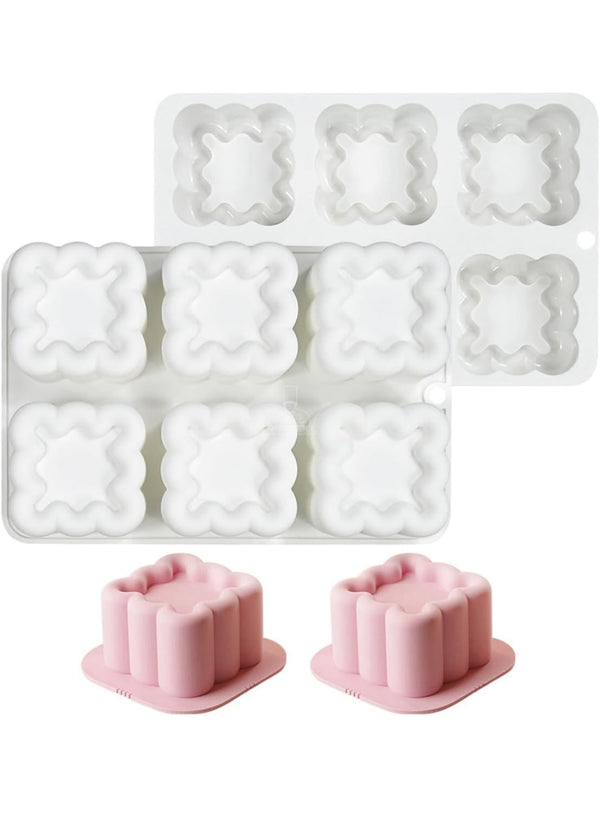 CAKE DECOR™  6-Cavity 3D Cloud/Pillow Puffy Square Silicone Chocolate Mold - G437