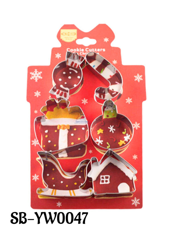 CAKE DECOR™ Stainless Steel 6 pc Jolly Christmas Cookie Cutter Set