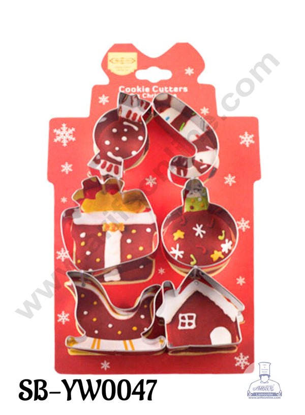 CAKE DECOR™ Stainless Steel 6 pc Jolly Christmas Cookie Cutter Set