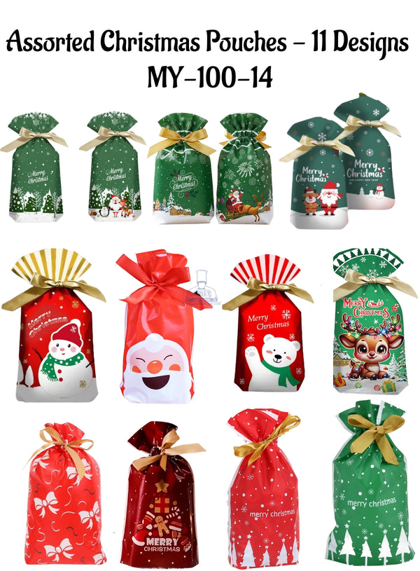 CAKE DECOR™ Assorted Christmas Pouches - 11 Designs | SB-MY-100-14| 10 Pieces Pack|