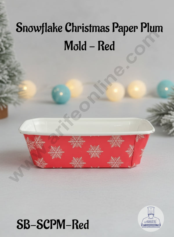 CAKE DECOR™ Snowflake Christmas Paper Plum Mold - Red -10 Piece Pack