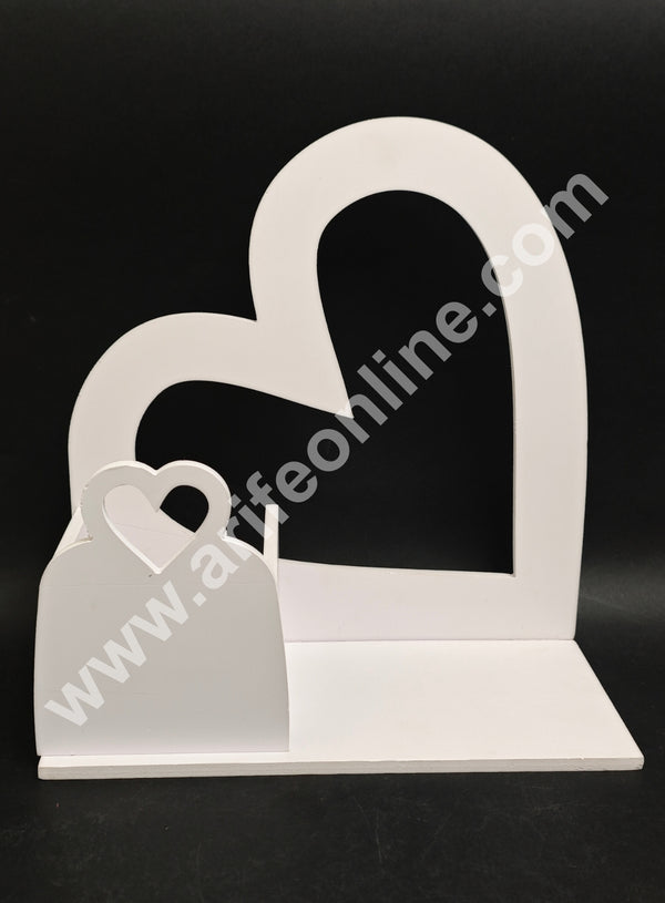 White Tilt Heart Design Cake and Flower Hamper Stand  - CAKE DECOR™