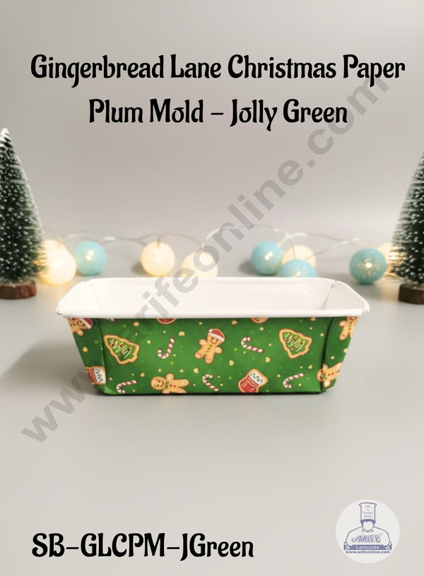CAKE DECOR™ Gingerbread Lane Christmas Paper Plum Mold - Jolly Green -10 Piece Pack