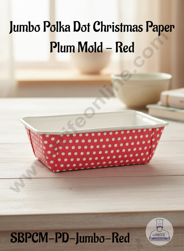 CAKE DECOR™ Jumbo Polka Dot Christmas Paper Plum Mold - Red -10 Piece Pack