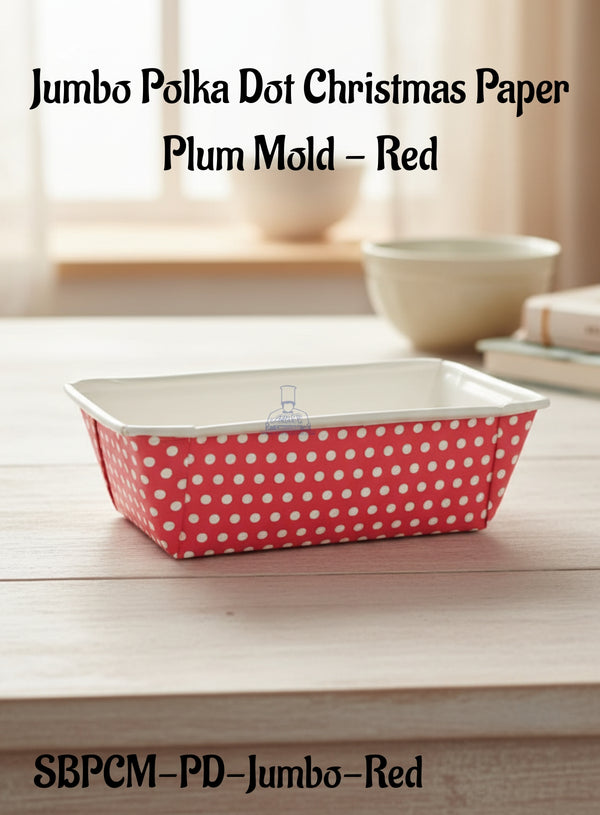CAKE DECOR™ Jumbo Polka Dot Christmas Paper Plum Mold - Red -10 Piece Pack