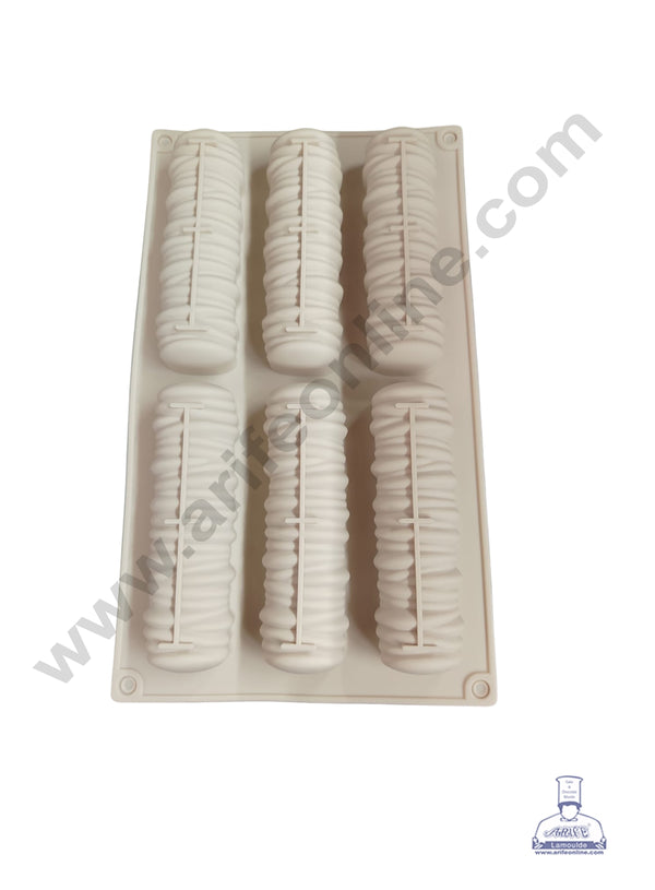 CAKE DECOR™ 6-Cavity 3D Ruffle/Textured Cylinder Silicone Chocolate Mold - G425