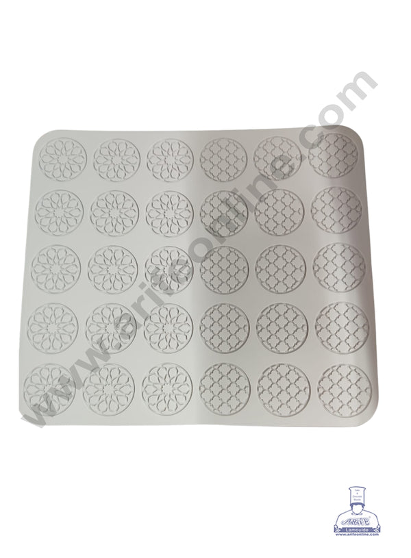 CAKE DECOR™ Mini Round 30-Count Geometric Pattern Silicone Chocolate Mat (LBM-1467)