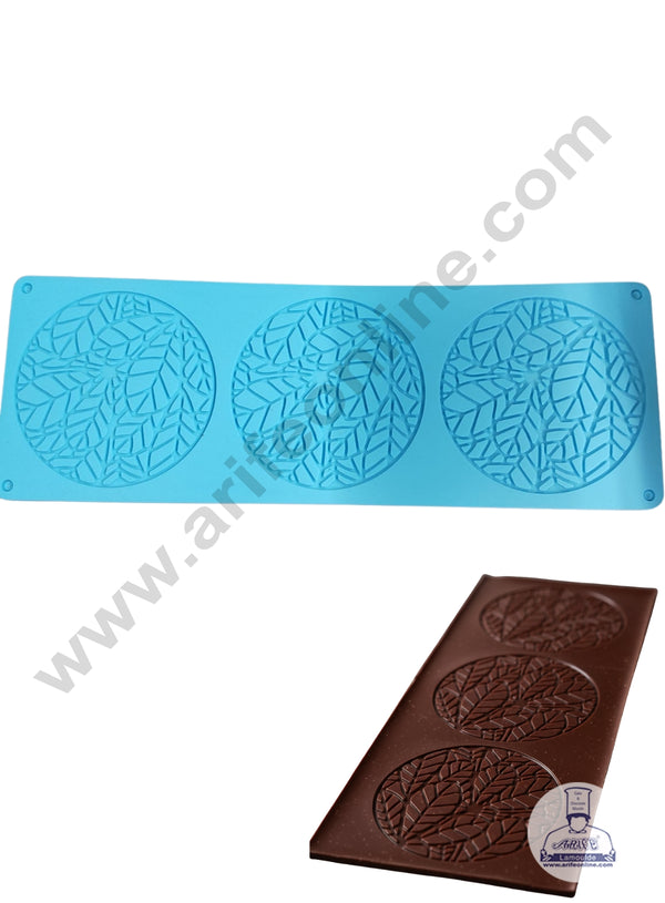 CAKE DECOR™ 3-Cavity Round Cracked Leaf/Mosaic Pattern Silicone Mat- LSD-95