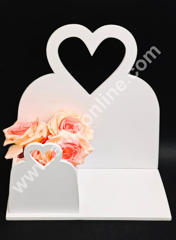 White Mid Heart Design Cake and Flower Hamper Stand  - CAKE DECOR™