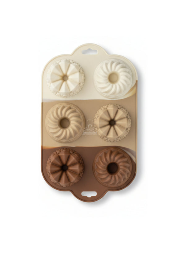 CAKE DECOR™ 6-Cavity Assorted 3D Mini Bundt Silicone Mold - 640-13