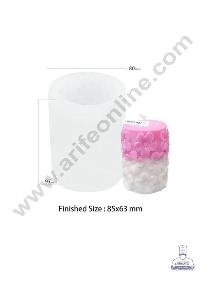 Home 3D Silicon 1 Cavity Floral Design Shape Silicon Candle Mould ...