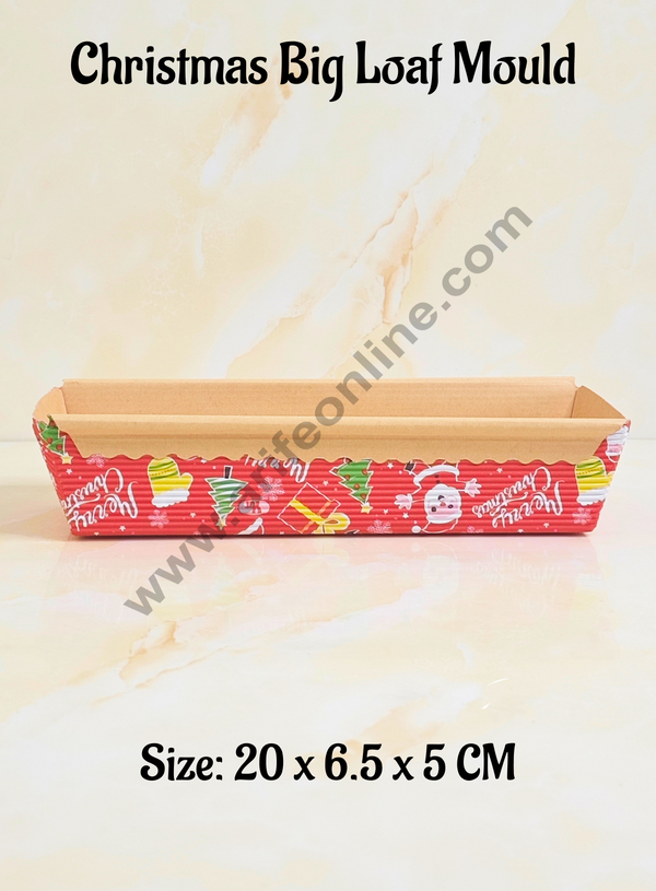 CAKE DECOR™ Christmas Theme Big Loaf  Liner | Bake & Serve Paper Baking Mould (200 X 65 X 50)(10 Pc Pack)