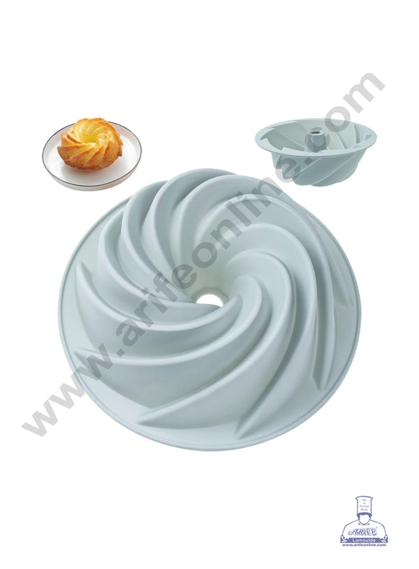 CAKE DECOR™ Silicon Bakeware Round Swirl Bundt Shape 250 grams Cake Molds (Diameter - 15.5 cm & Height - 6.5 cm) (640-8)
