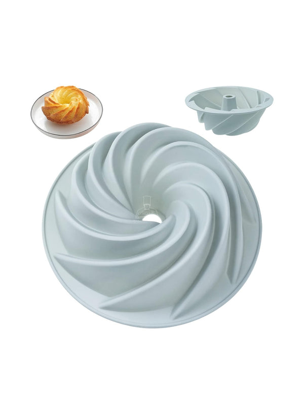 CAKE DECOR™ Silicon Bakeware Round Swirl Bundt Shape 250 grams Cake Molds (Diameter - 15.5 cm & Height - 6.5 cm) (640-8)