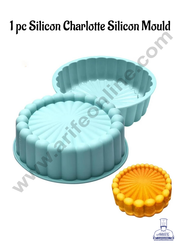 CAKE DECOR™ 1 pc Silicon Charlotte Silicon Mould, Non-Stick Silicone Tart Cake Mold Round 20cm Diameter,Flower Cake Pan, Silicone Baking Cake Mold, Charlotte Cake Baking Pan (SBSM-Charl)