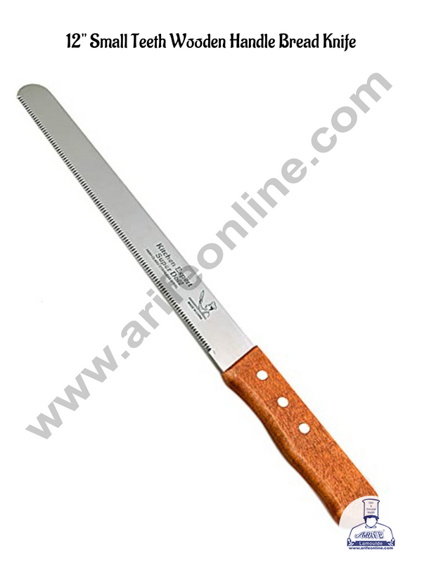 CAKE DECOR™ 12" Small Teeth Wooden Handle Bread Knife | Cake Slicer