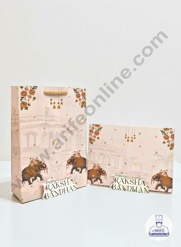 Festive 4 Pieces Rakhi Combo Set Gift Bag | Chocolate Box (Theme - 02) - CAKE DECOR™