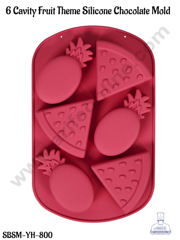 CAKE DECOR™ 6 Cavity Fruit Theme Silicone Chocolate Mold | Watermelon Pineapple Mould | Pastry Muffin Mould (SBSM-YH-800)