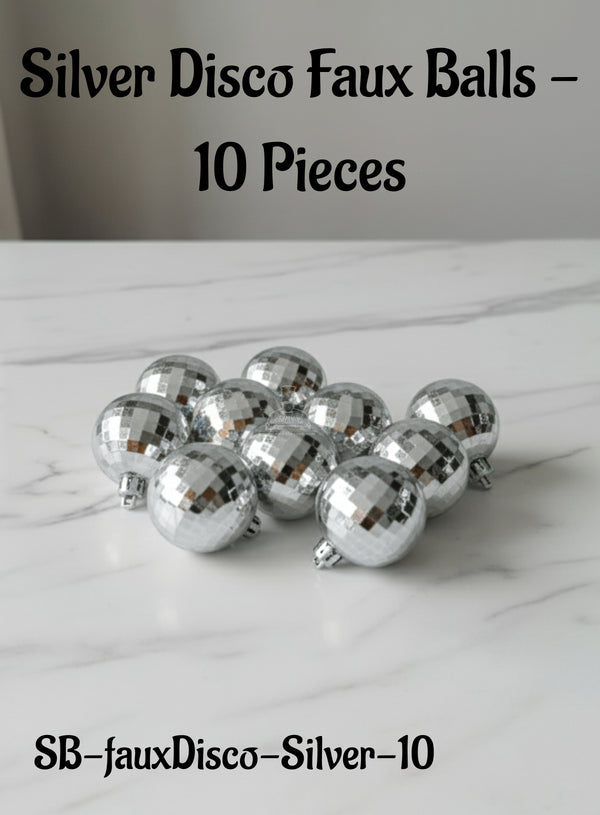 CAKE DECOR™ Plastic Silver Disco Faux Balls Topper For Cake Decoration - (10 pcs Pack)
