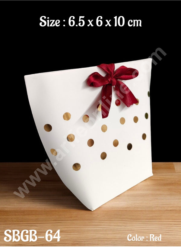 CAKE DECOR™ Goodie Bag For Hampers | Chocolate Box Hamper Box 10 Pcs Pack - Red Ribbon SBGB-64-R