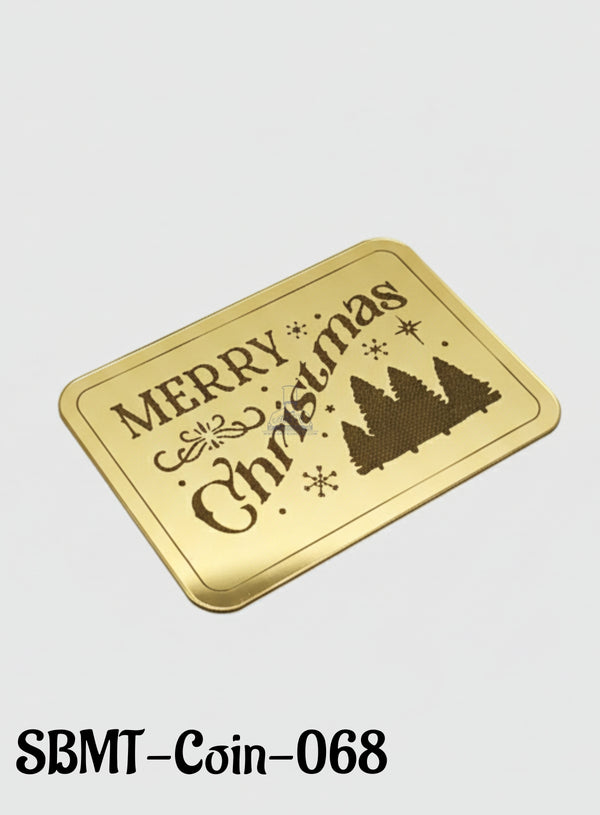 CAKE DECOR™ Acrylic Merry Christmas Coin Topper for Cake and Cupcakes ( SBMT-Coin-068 )| 1 Piece |