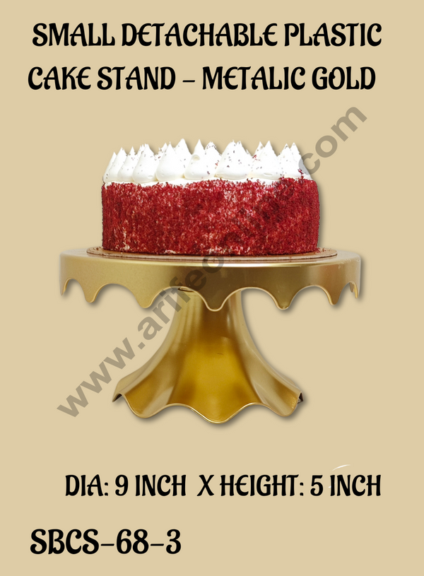 CAKE DECOR™ Small Detachable Plastic Cake Stand Drop Shaped | Cupcake Stand | Display Stand - Metallic Gold