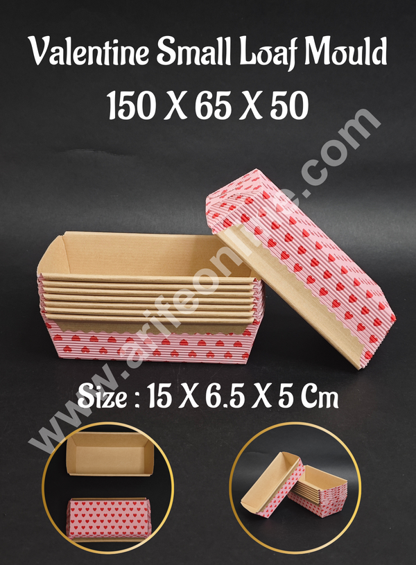 CAKE DECOR™  Valentine Theme Small Loaf  Liner | Bake & Serve Paper Baking Mould ( 150 X 65 X 50)(10 Pc Pack)