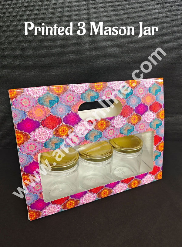 Cake Decor 3 Mason Jar Paper Carry Bags Multicolor Traditional Design - Large (10 Pcs)