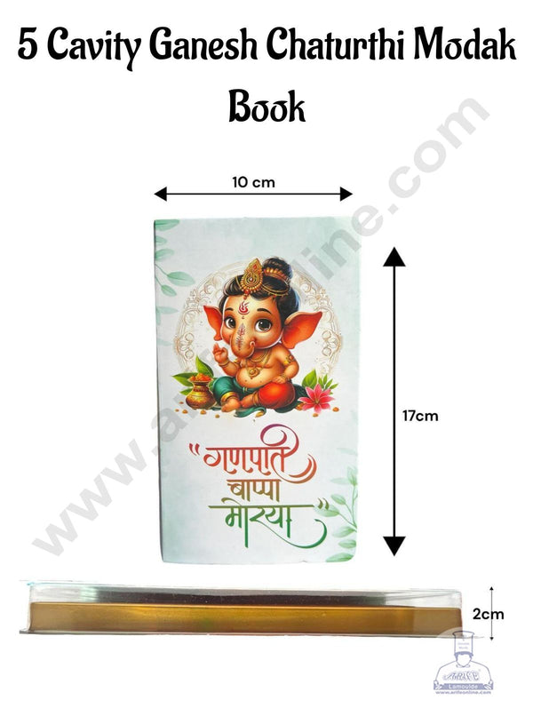 5 Cavity Ganesh Chaturthi Modak Book Shape Box (1 pc) -  CAKE DECOR™