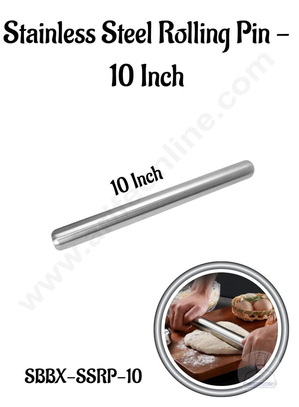 CAKE DECOR™  Adjustable Stainless Steel Rolling Pin | 10 Inch | SBBX-SSRP-10 | 1 Piece