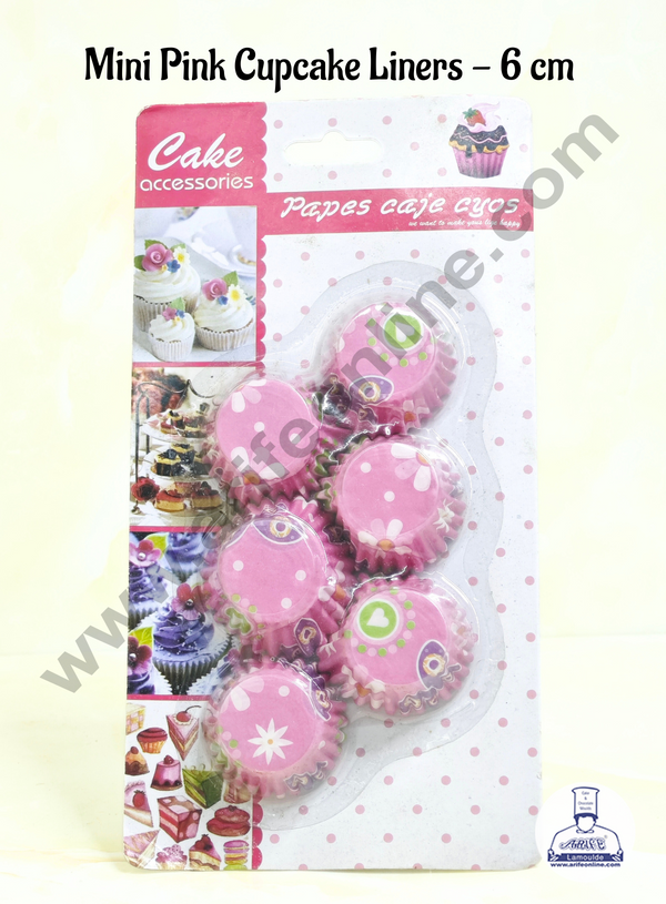 Cake Decor Mini Pink Cupcake Liner - 6 cm Baking Cups Cupcake Mold Paper Muffin Random 100 pcs Pack