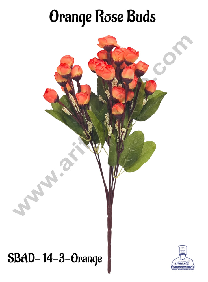 Rose Rife Home Orange Rose Buds Artificial Flower bunch For Cake Decoration – ( 1 ...