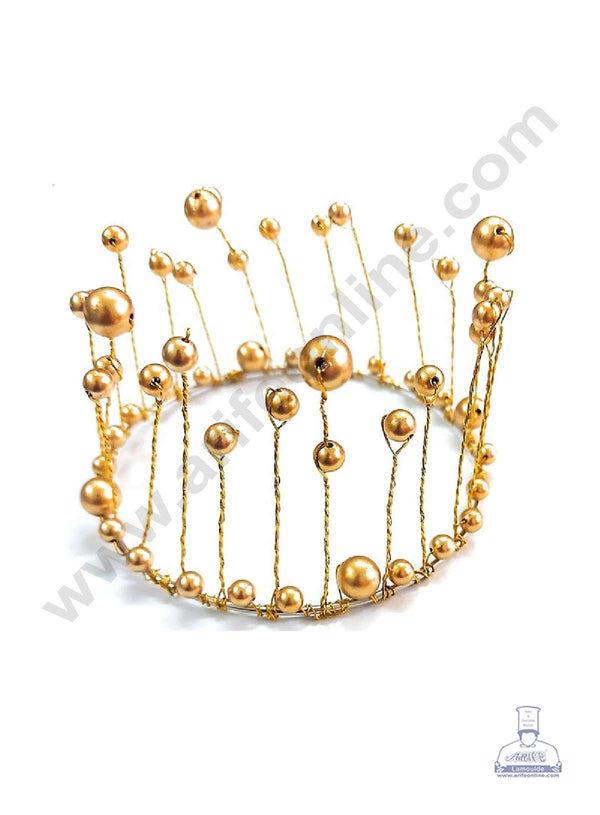 CAKE DECOR™ Golden Crown Cake Topper Wedding, Birthday Cake Decoration For King, Queen, Prince & Princess Party Wedding Hair Accessories Decoration - Small