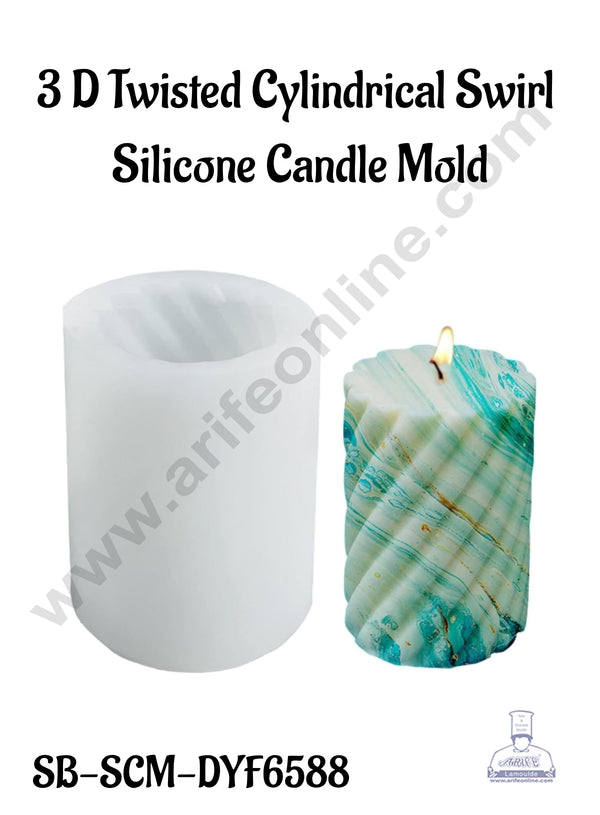 CAKE DECOR™ 3D Twisted Cylindrical Swirl Silicone Candle Mold│SB-SCM-DYF6588│