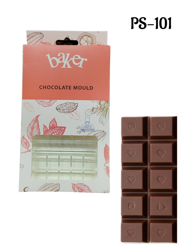 CAKE DECOR™ Small Bakers Heart-Embossed Square Polycarbonate Chocolate Mold |SBPS-101|1 Piece|