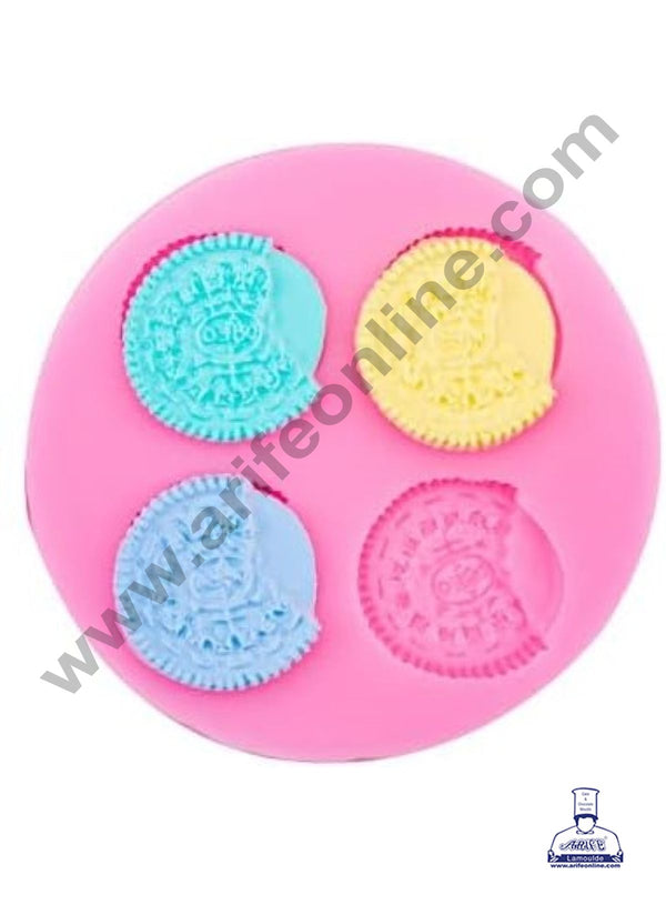 Cake Decor Silicone 4 Cavity Small  Oreo Shape Pink Fondant Marzipan Mould