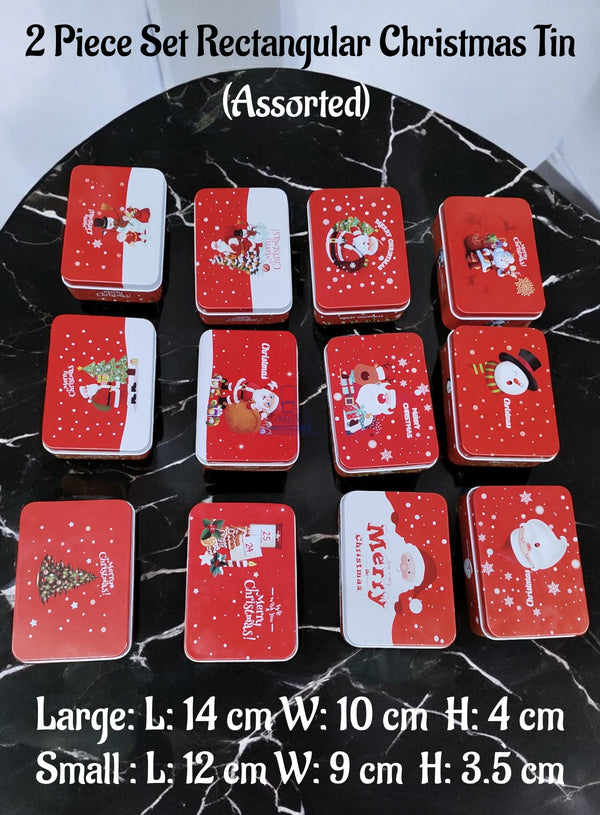 Cake Decor ™ 2 Piece Set Rectangular Christmas Tin Assorted| 1 Pc Pack|SBCH-XM-03|