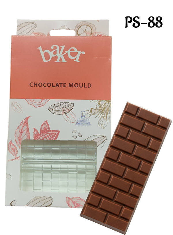 CAKE DECOR™ Small Bakers Polycarbonate Mold for Four Brick-Patterned Bars |SBPS-88|1 Piece|
