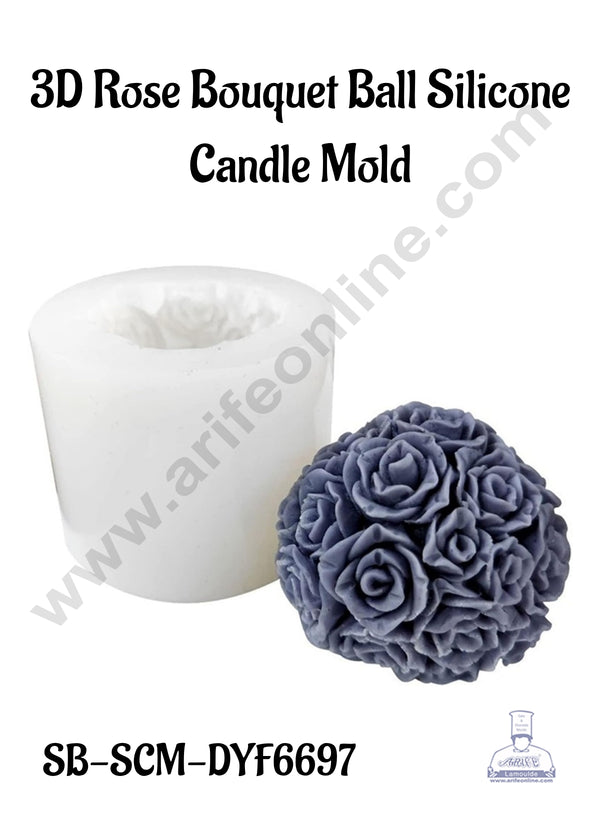 CAKE DECOR™ 3D Rose Bouquet Ball Silicone Candle Mold│SB-SCM-DYF6697│