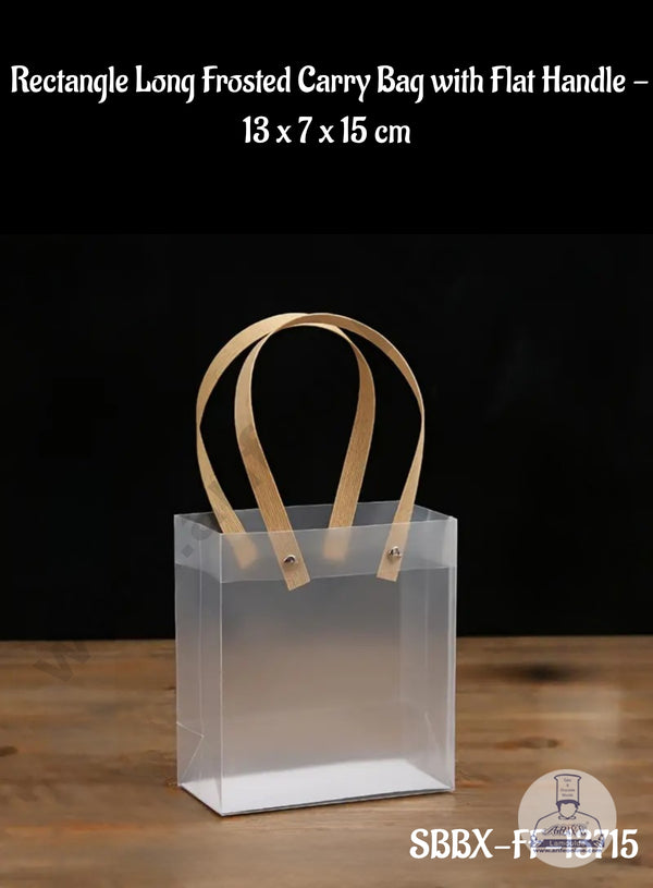 CAKE DECOR™ Rectangle Long Frosted Carry Bag with Flat Handle -  13 x 7 x 15 cm | Gift Box | Gift Bag with Handle (1 Pcs Pack)