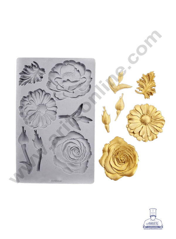 CAKE DECOR™ 7-Cavity Multi-Flower and Botanical Element Silicone Fondant Mold - F061