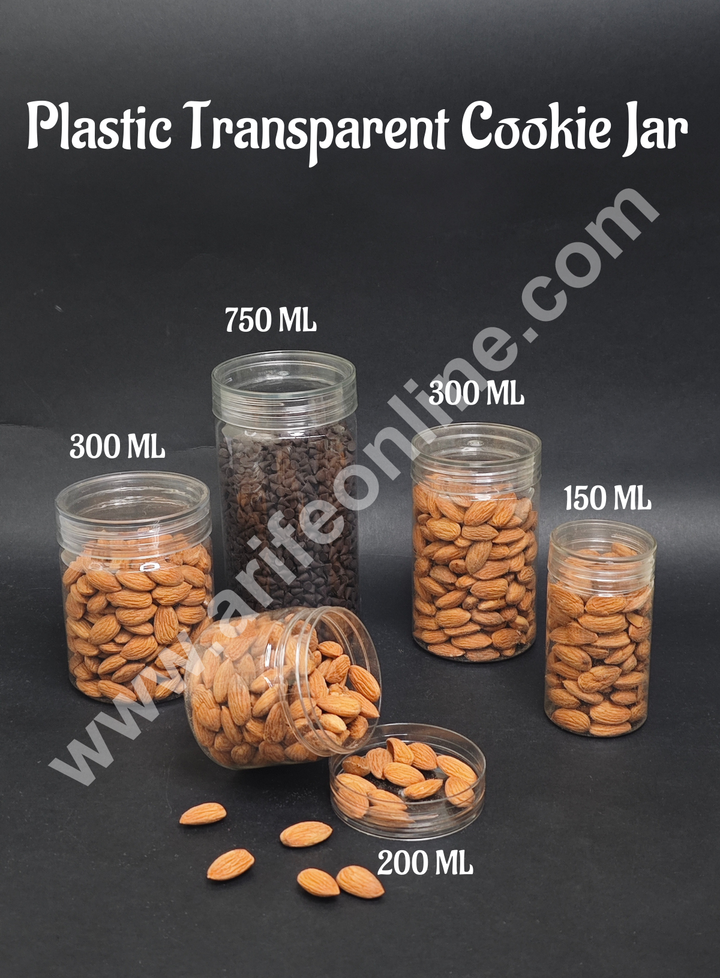 CAKE DECOR™ Piece Plastic Transparent Cookies Jar With Clear Cap