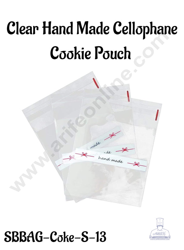 CAKE DECOR™ Mini Clear Hand Made Cellophane Cookie Pouch| Self Adhesive | 100 Pcs
